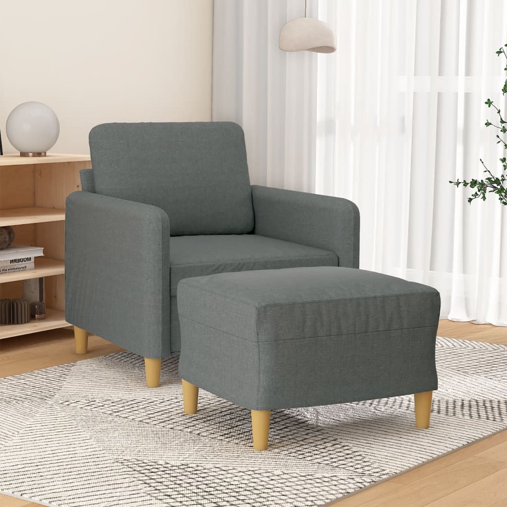 Fauteuil met voetenbank 60 cm stof donkergrijs is nu te koop bij PeponiXL, paradijselijk wonen!