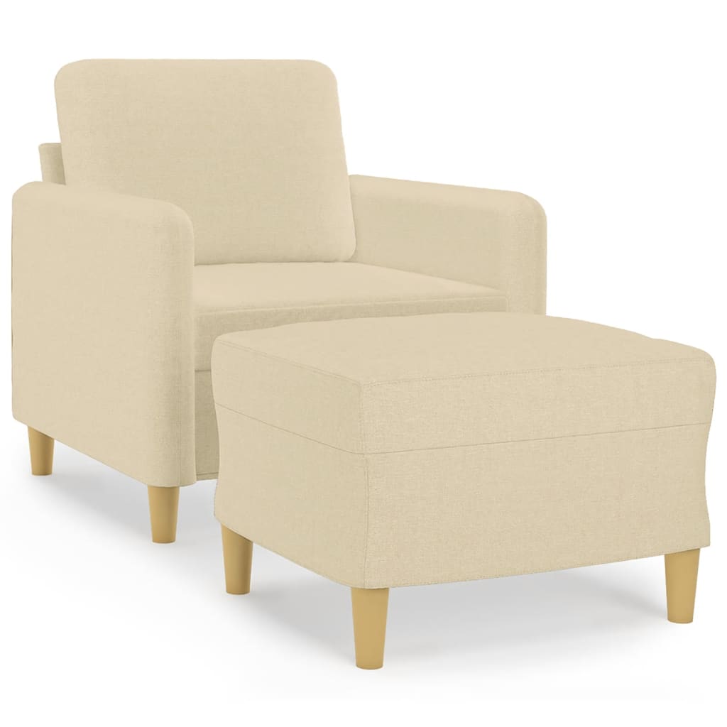 Fauteuil met voetenbank 60 cm stof crèmekleurig is nu te koop bij PeponiXL, paradijselijk wonen!