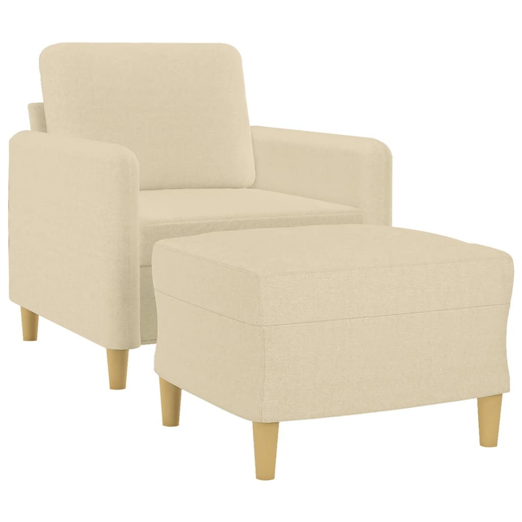 Fauteuil met voetenbank 60 cm stof crèmekleurig is nu te koop bij PeponiXL, paradijselijk wonen!