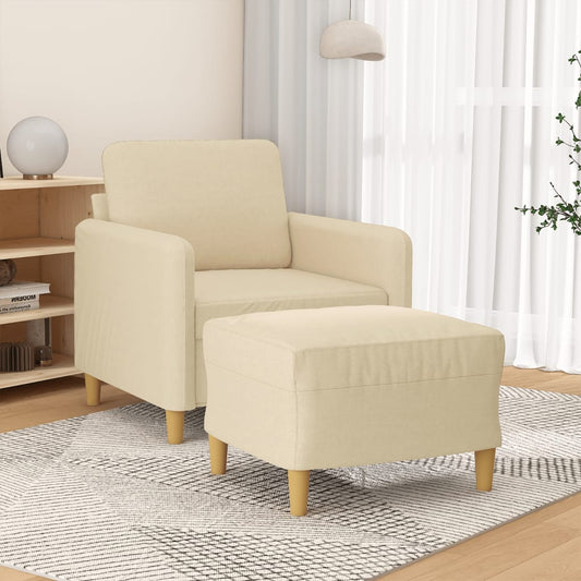 Fauteuil met voetenbank 60 cm stof crèmekleurig is nu te koop bij PeponiXL, paradijselijk wonen!
