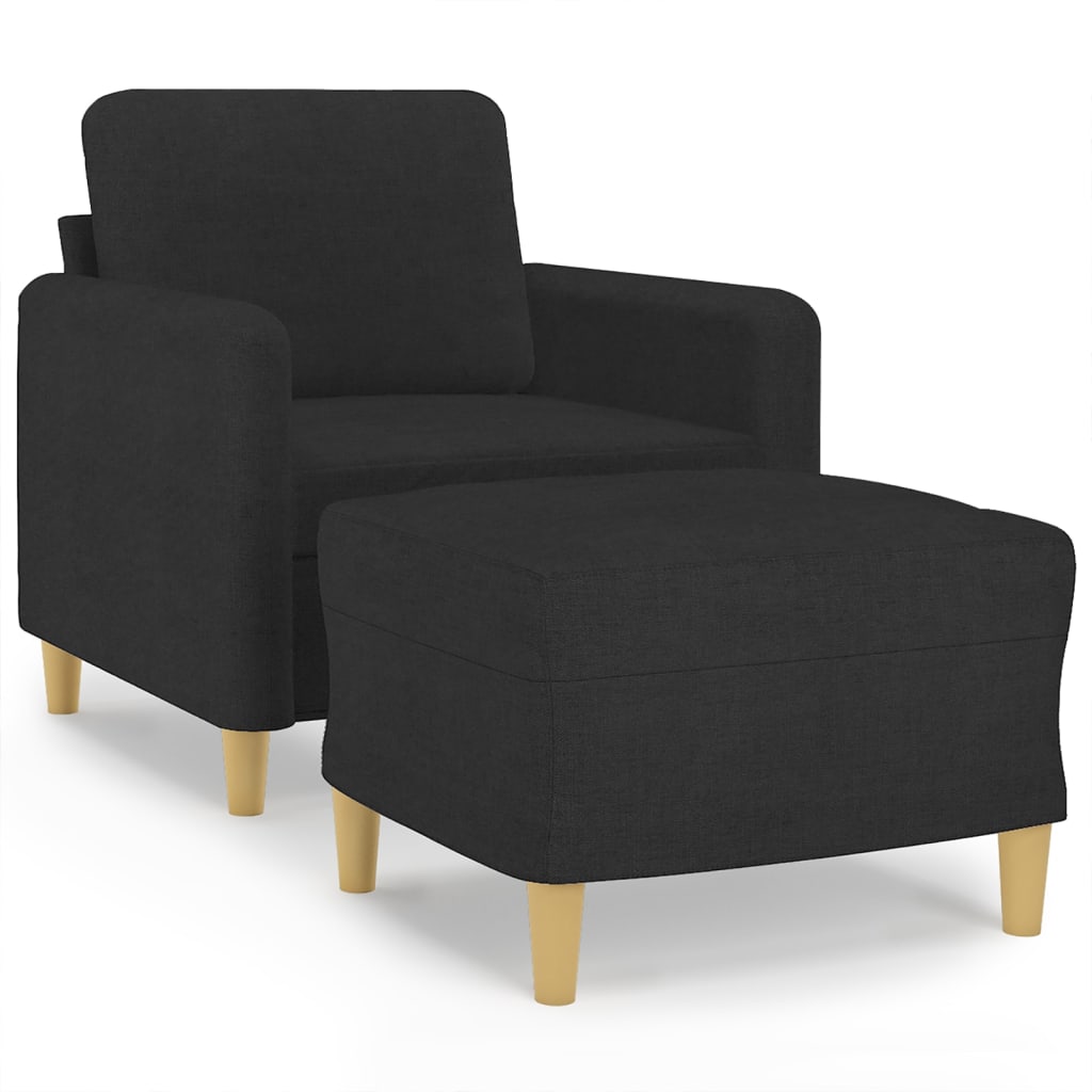 Fauteuil met voetenbank 60 cm stof zwart is nu te koop bij PeponiXL, paradijselijk wonen!