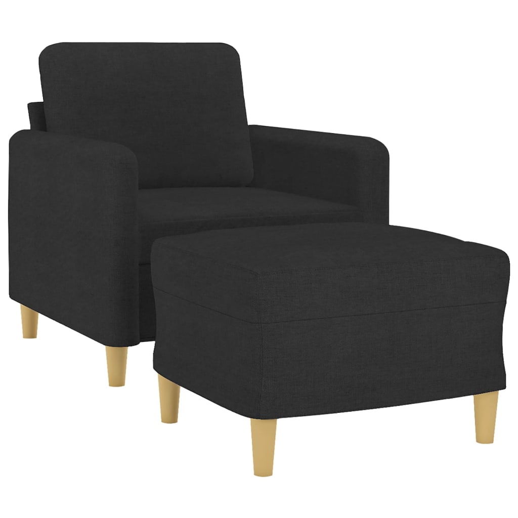 Fauteuil met voetenbank 60 cm stof zwart is nu te koop bij PeponiXL, paradijselijk wonen!