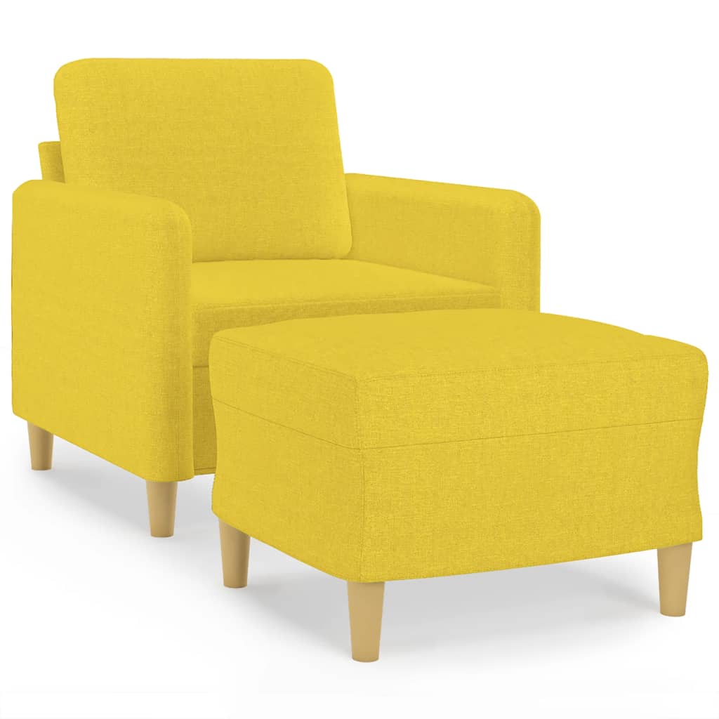 Fauteuil met voetenbank 60 cm stof lichtgeel is nu te koop bij PeponiXL, paradijselijk wonen!