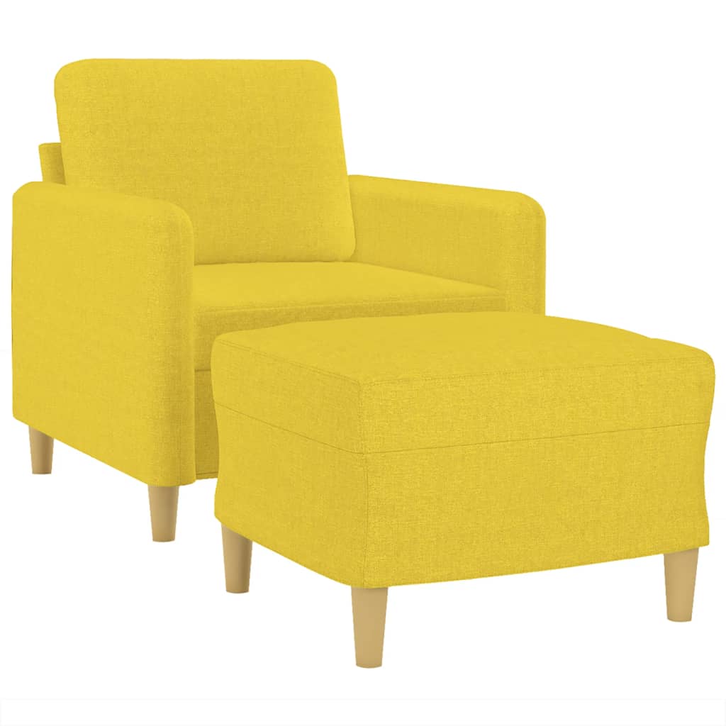 Fauteuil met voetenbank 60 cm stof lichtgeel is nu te koop bij PeponiXL, paradijselijk wonen!