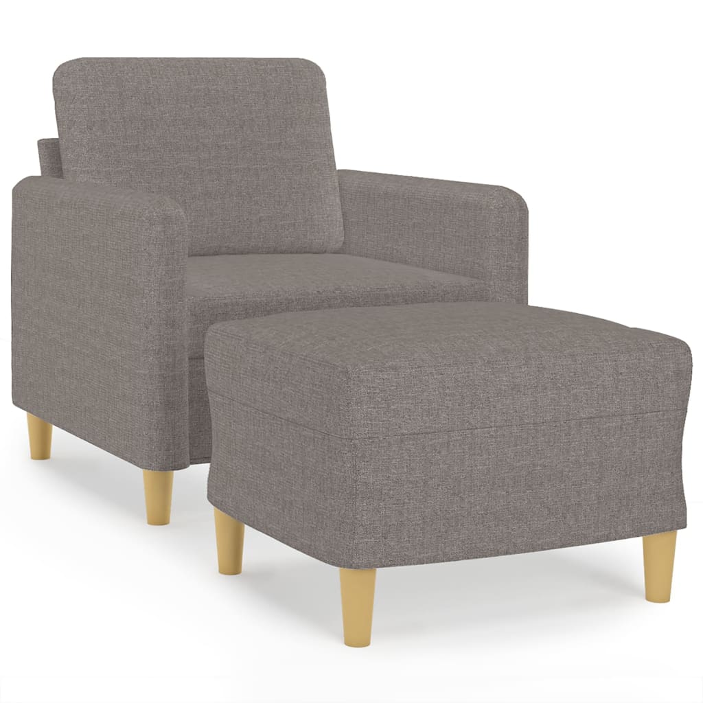 Fauteuil met voetenbank 60 cm stof taupe is nu te koop bij PeponiXL, paradijselijk wonen!