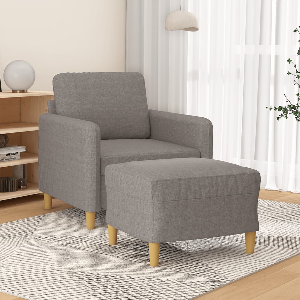 Fauteuil met voetenbank 60 cm stof taupe is nu te koop bij PeponiXL, paradijselijk wonen!