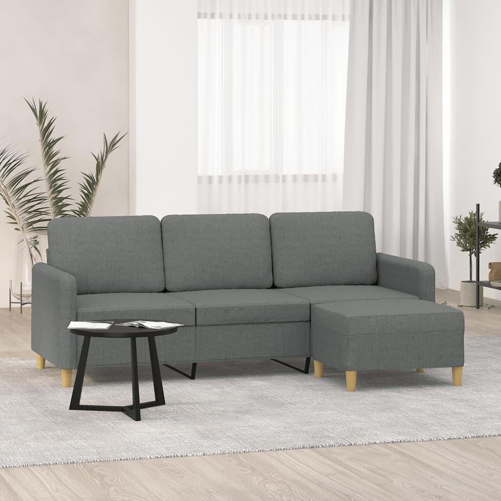 Driezitsbank met voetenbank 180 cm stof donkergrijs is nu te koop bij PeponiXL, paradijselijk wonen!