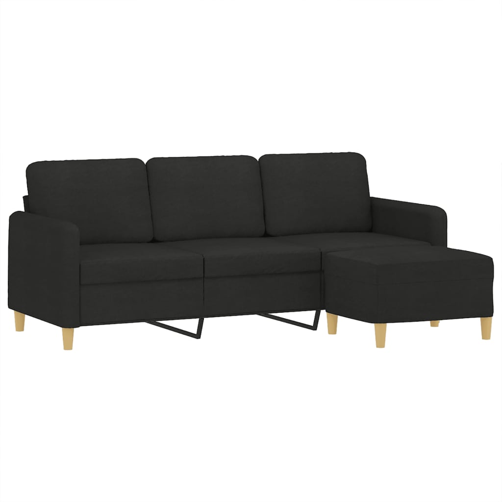 Driezitsbank met voetenbank 180 cm stof zwart is nu te koop bij PeponiXL, paradijselijk wonen!