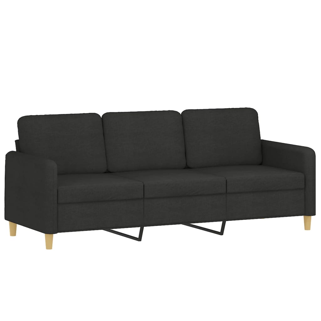 Driezitsbank met voetenbank 180 cm stof zwart is nu te koop bij PeponiXL, paradijselijk wonen!