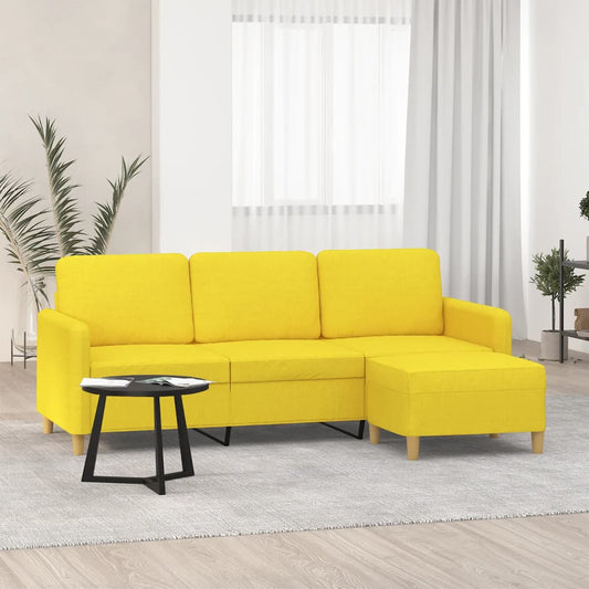 Driezitsbank met voetenbank 180 cm stof lichtgeel is nu te koop bij PeponiXL, paradijselijk wonen!