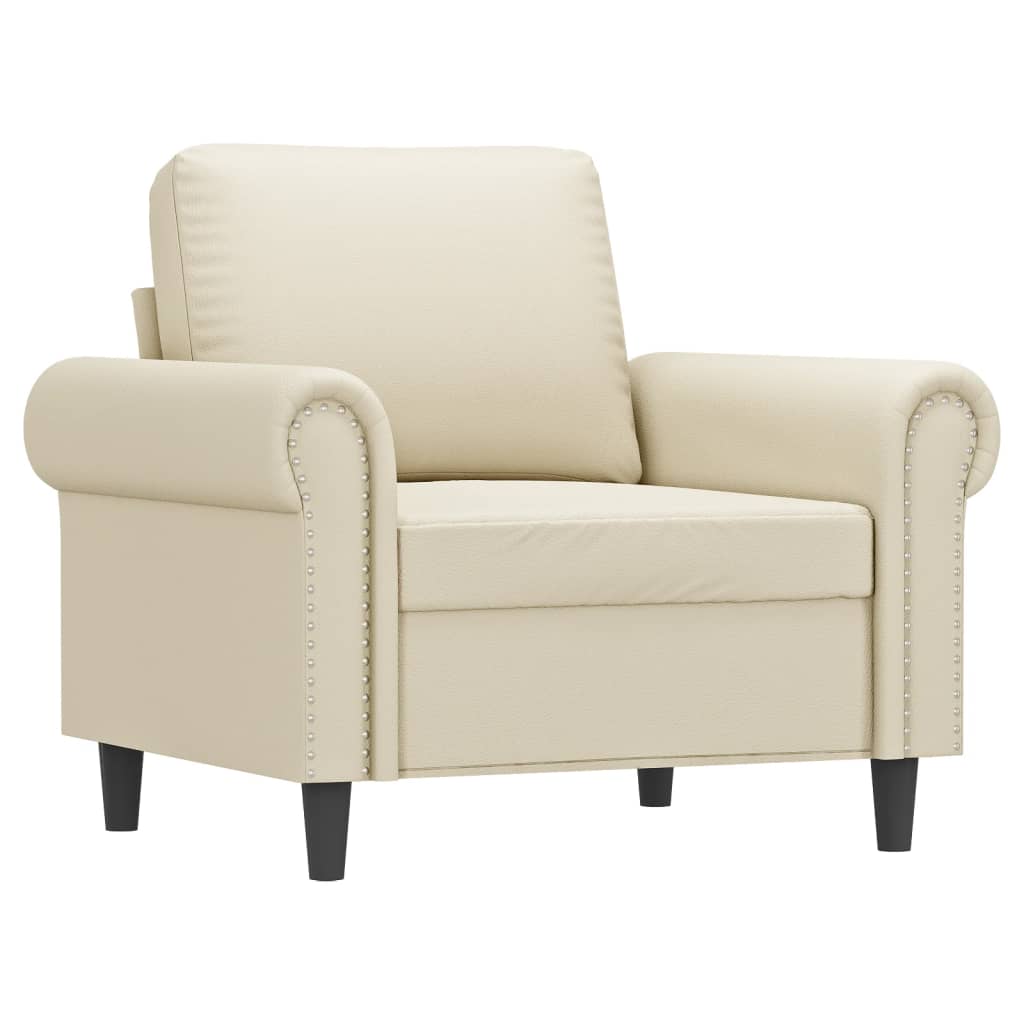 Fauteuil met voetenbank 60 cm kunstleer crèmekleurig is nu te koop bij PeponiXL, paradijselijk wonen!