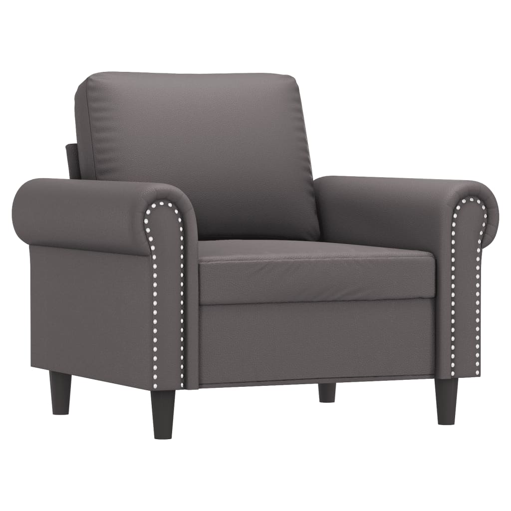 Fauteuil met voetenbank 60 cm kunstleer grijs is nu te koop bij PeponiXL, paradijselijk wonen!