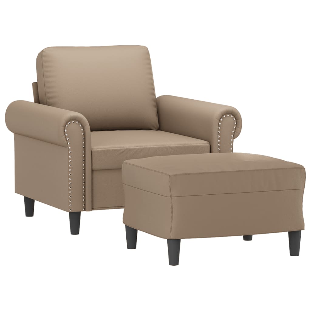 Fauteuil met voetenbank 60 cm kunstleer cappuccinokleurig is nu te koop bij PeponiXL, paradijselijk wonen!
