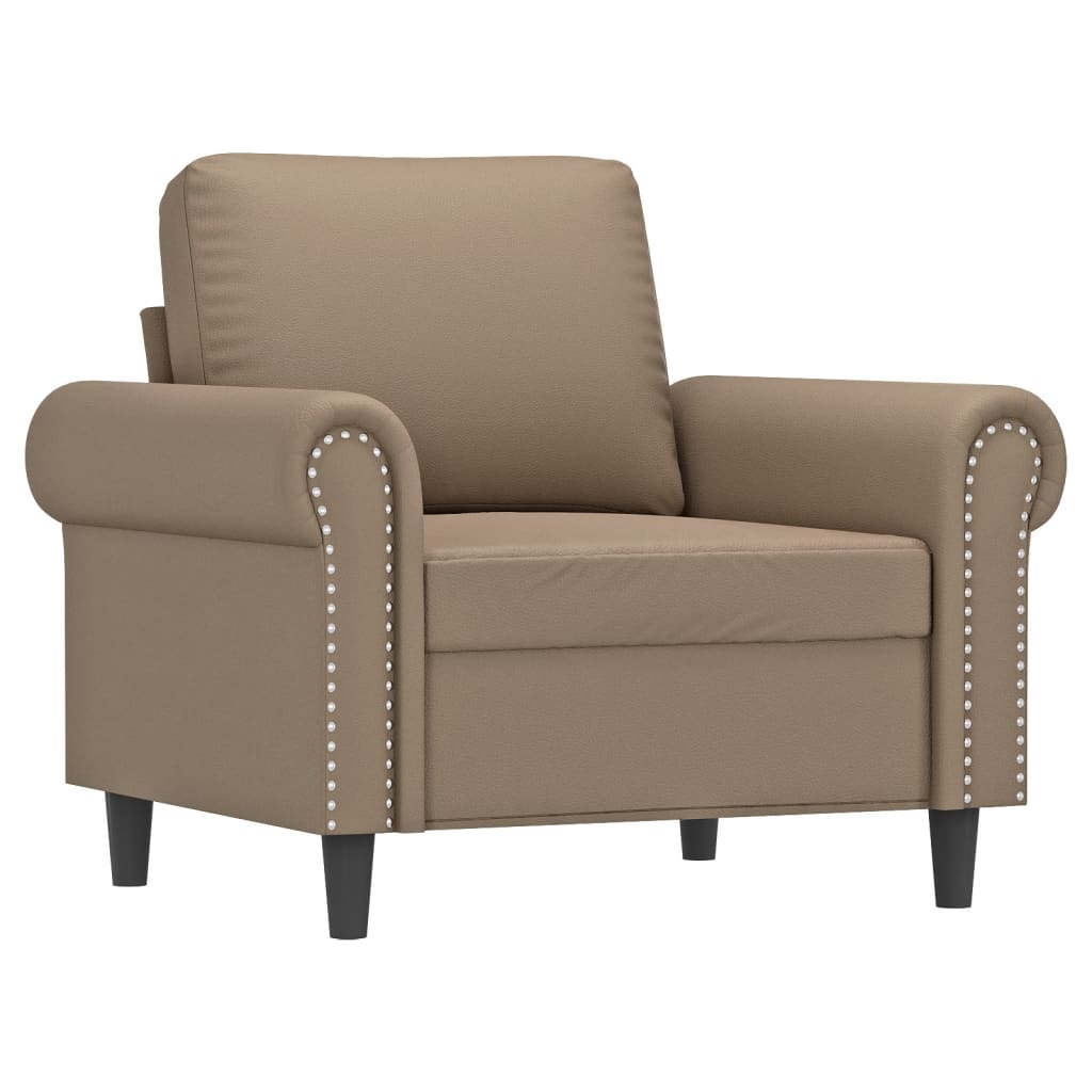Fauteuil met voetenbank 60 cm kunstleer cappuccinokleurig is nu te koop bij PeponiXL, paradijselijk wonen!