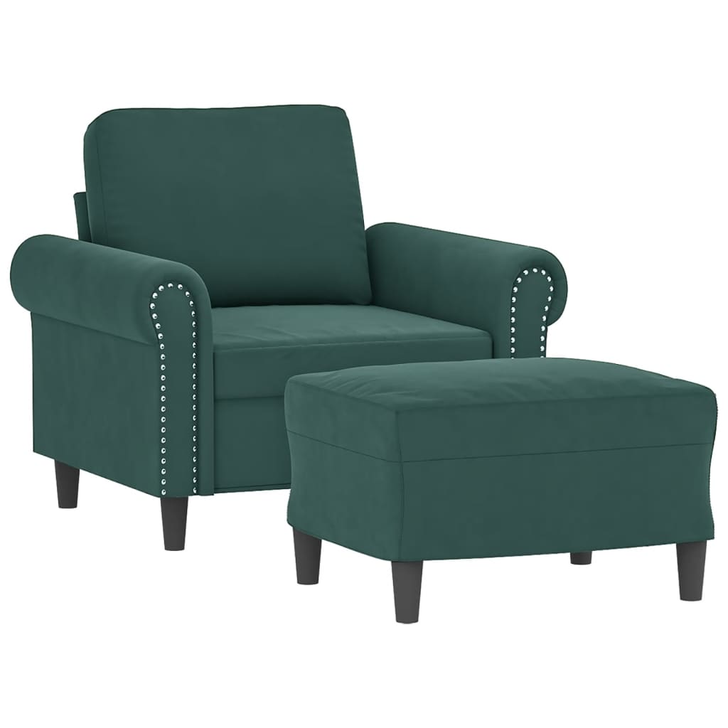 Fauteuil met voetenbank 60 cm fluweel donkergroen is nu te koop bij PeponiXL, paradijselijk wonen!
