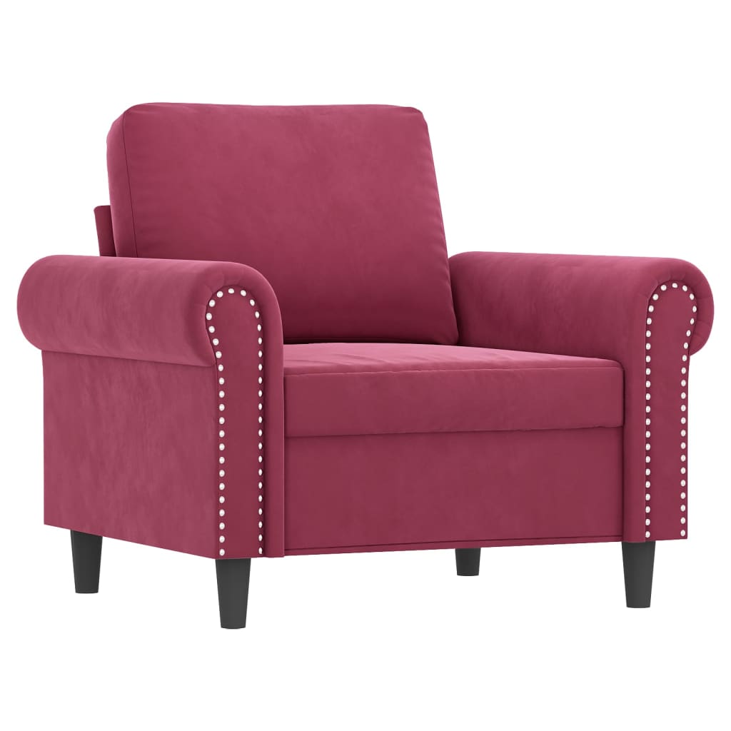 Fauteuil met voetenbank 60 cm fluweel wijnrood is nu te koop bij PeponiXL, paradijselijk wonen!