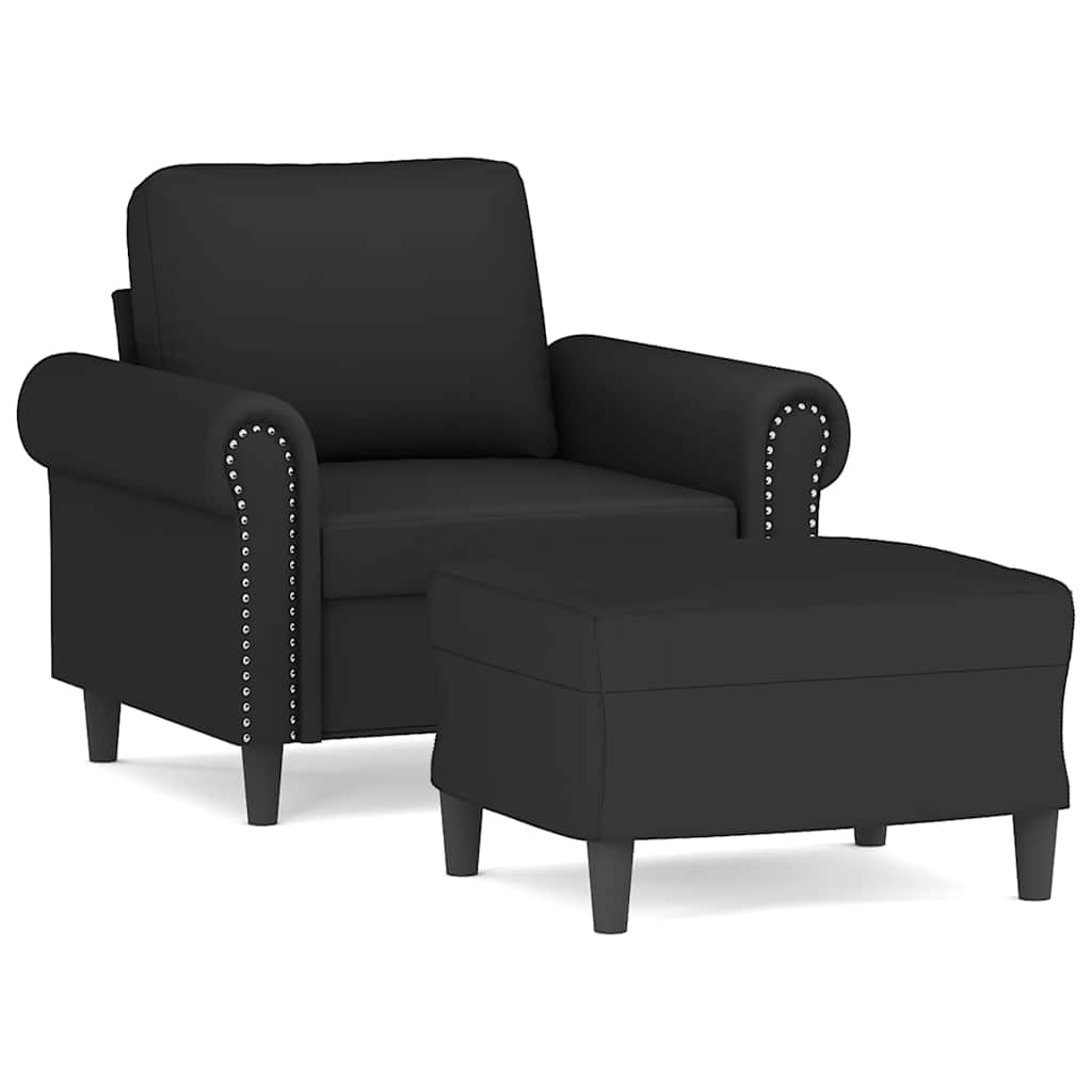 Fauteuil met voetenbank 60 cm fluweel zwart is nu te koop bij PeponiXL, paradijselijk wonen!