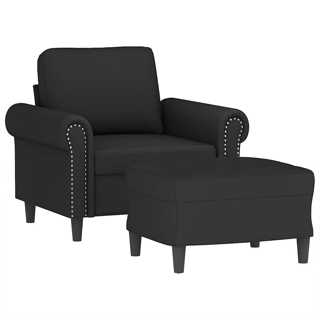 Fauteuil met voetenbank 60 cm fluweel zwart is nu te koop bij PeponiXL, paradijselijk wonen!