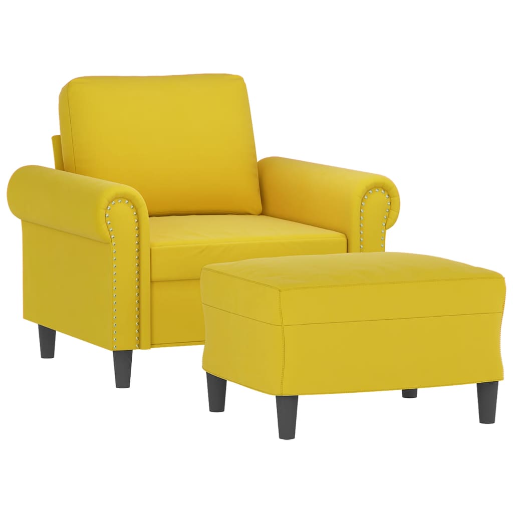 Fauteuil met voetenbank 60 cm fluweel geel is nu te koop bij PeponiXL, paradijselijk wonen!