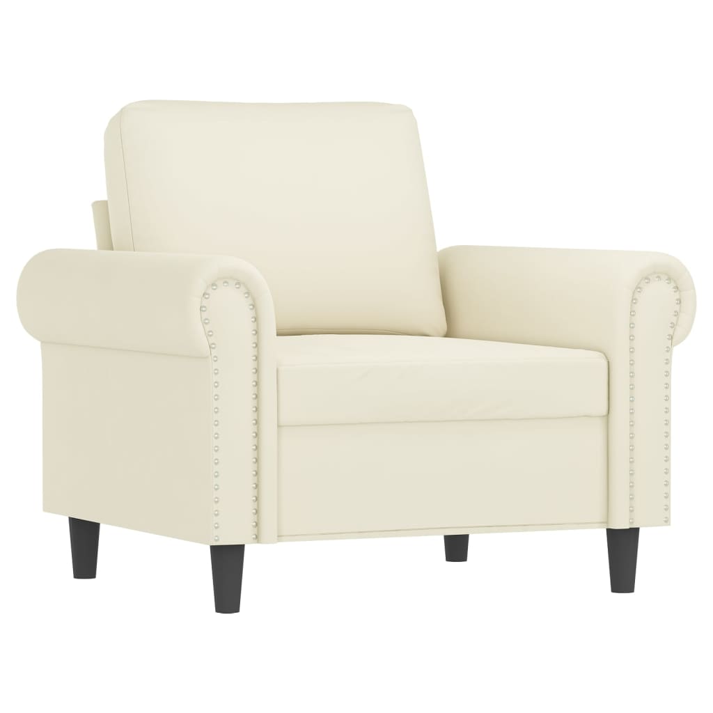 Fauteuil met voetenbank 60 cm fluweel crèmekleurig is nu te koop bij PeponiXL, paradijselijk wonen!