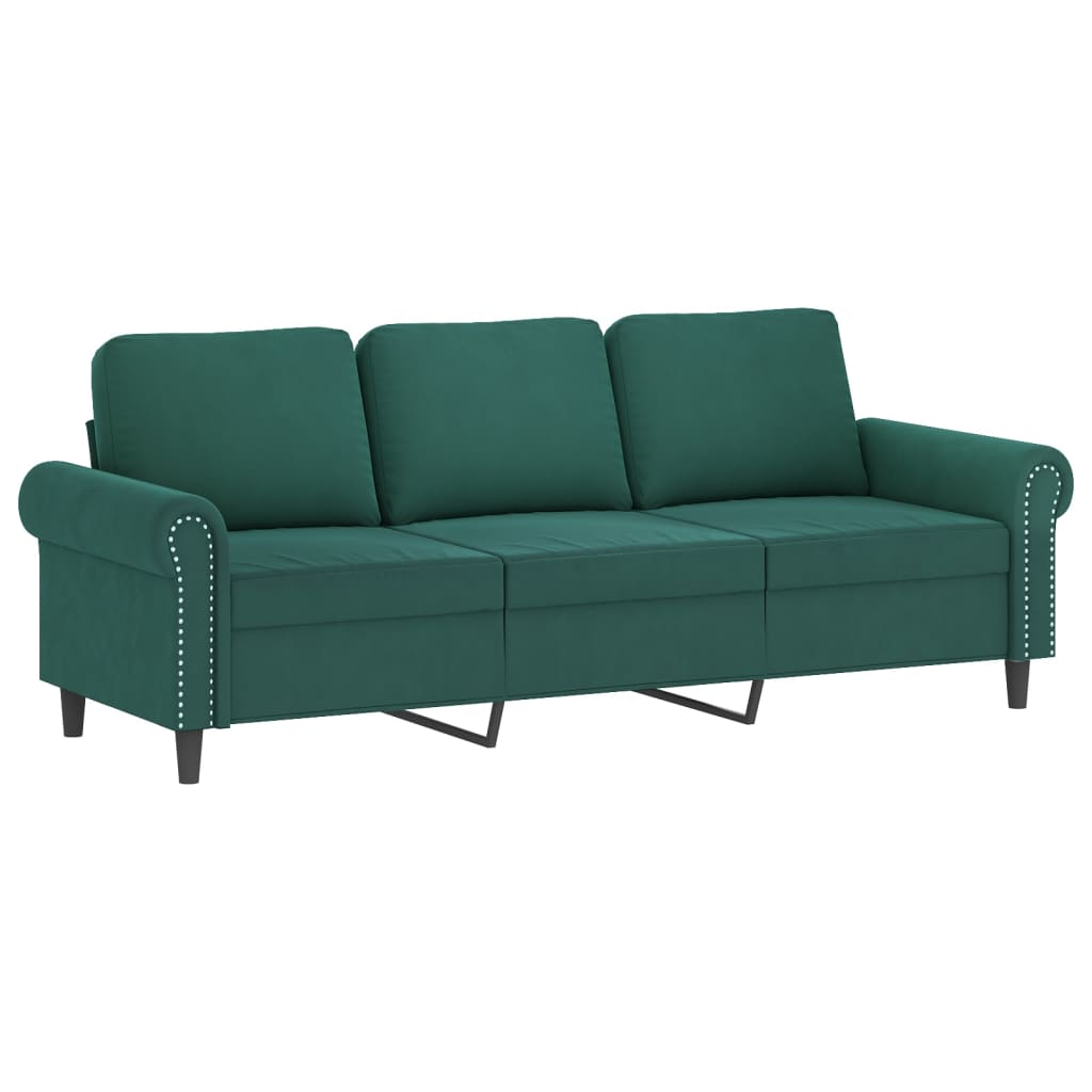 Driezitsbank met voetenbank 180 cm fluweel donkergroen is nu te koop bij PeponiXL, paradijselijk wonen!