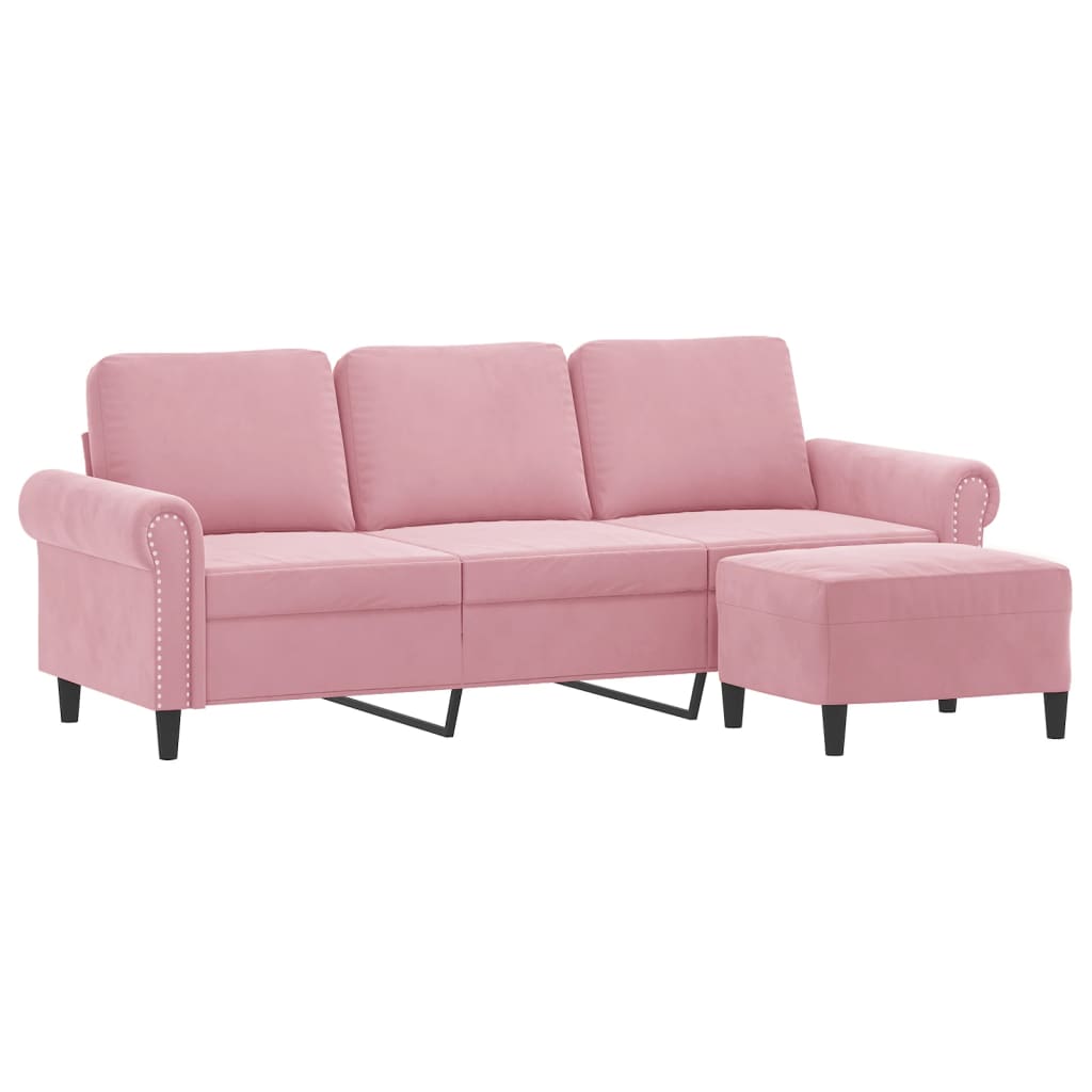 Driezitsbank met voetenbank 180 cm fluweel roze is nu te koop bij PeponiXL, paradijselijk wonen!