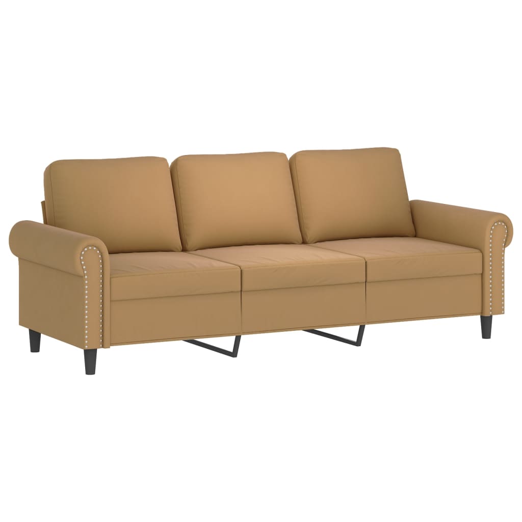 Driezitsbank met voetenbank 180 cm fluweel bruin is nu te koop bij PeponiXL, paradijselijk wonen!