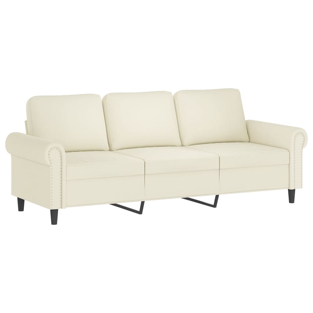 Driezitsbank met voetenbank 180 cm fluweel crèmekleurig is nu te koop bij PeponiXL, paradijselijk wonen!