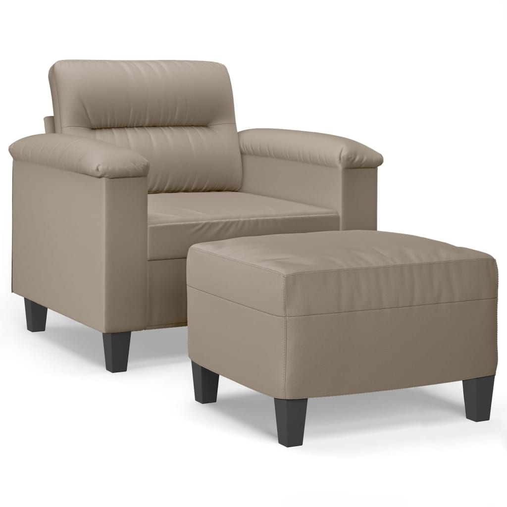 Fauteuil met voetenbank 60 cm microvezelstof taupe is nu te koop bij PeponiXL, paradijselijk wonen!
