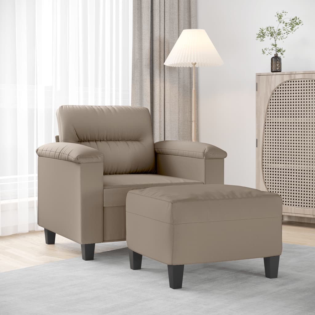 Fauteuil met voetenbank 60 cm microvezelstof taupe is nu te koop bij PeponiXL, paradijselijk wonen!
