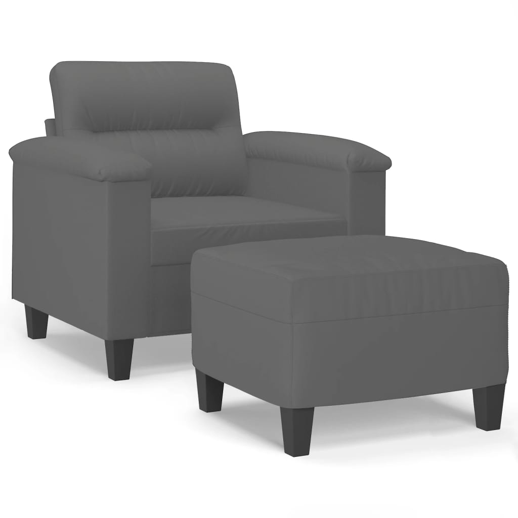 Fauteuil met voetenbank 60 cm microvezelstof donkergrijs is nu te koop bij PeponiXL, paradijselijk wonen!