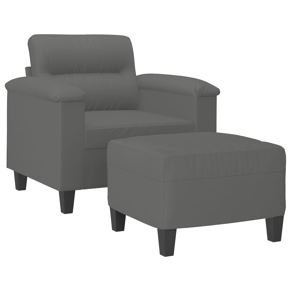 Fauteuil met voetenbank 60 cm microvezelstof donkergrijs is nu te koop bij PeponiXL, paradijselijk wonen!