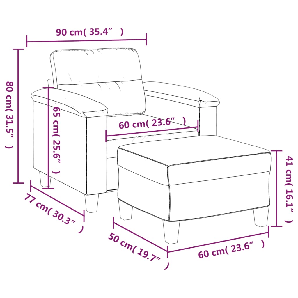 Fauteuil met voetenbank 60 cm microvezelstof donkergrijs is nu te koop bij PeponiXL, paradijselijk wonen!