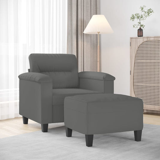 Fauteuil met voetenbank 60 cm microvezelstof donkergrijs is nu te koop bij PeponiXL, paradijselijk wonen!