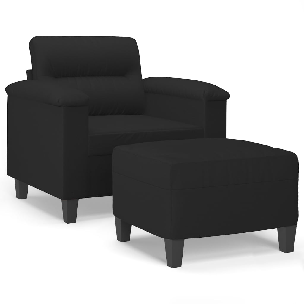 Fauteuil met voetenbank 60 cm microvezelstof zwart is nu te koop bij PeponiXL, paradijselijk wonen!