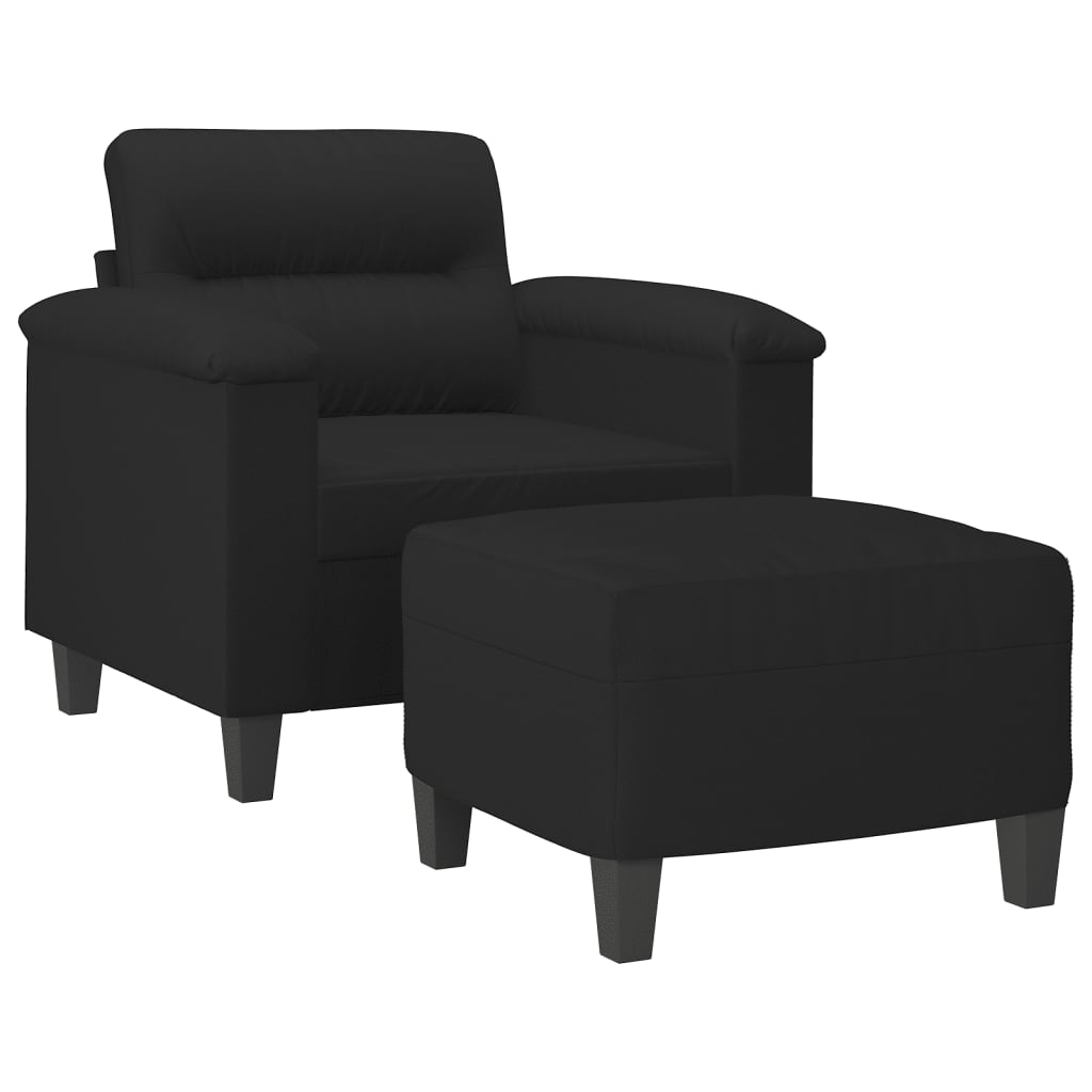 Fauteuil met voetenbank 60 cm microvezelstof zwart is nu te koop bij PeponiXL, paradijselijk wonen!