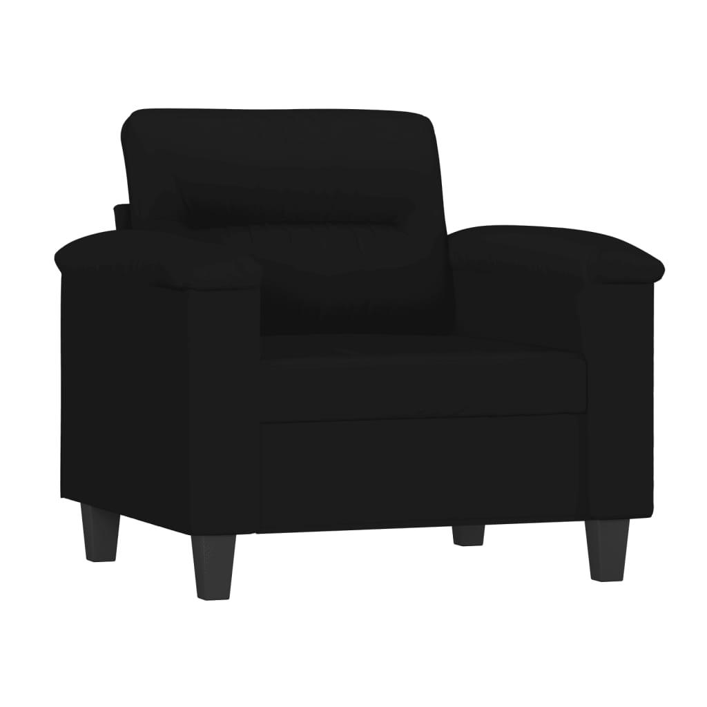Fauteuil met voetenbank 60 cm microvezelstof zwart is nu te koop bij PeponiXL, paradijselijk wonen!