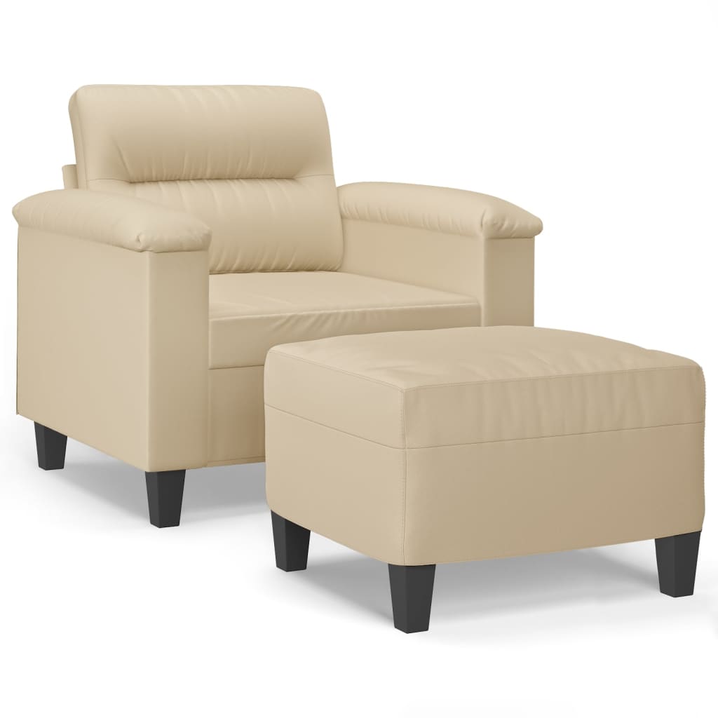 Fauteuil met voetenbank 60 cm microvezelstof crème is nu te koop bij PeponiXL, paradijselijk wonen!