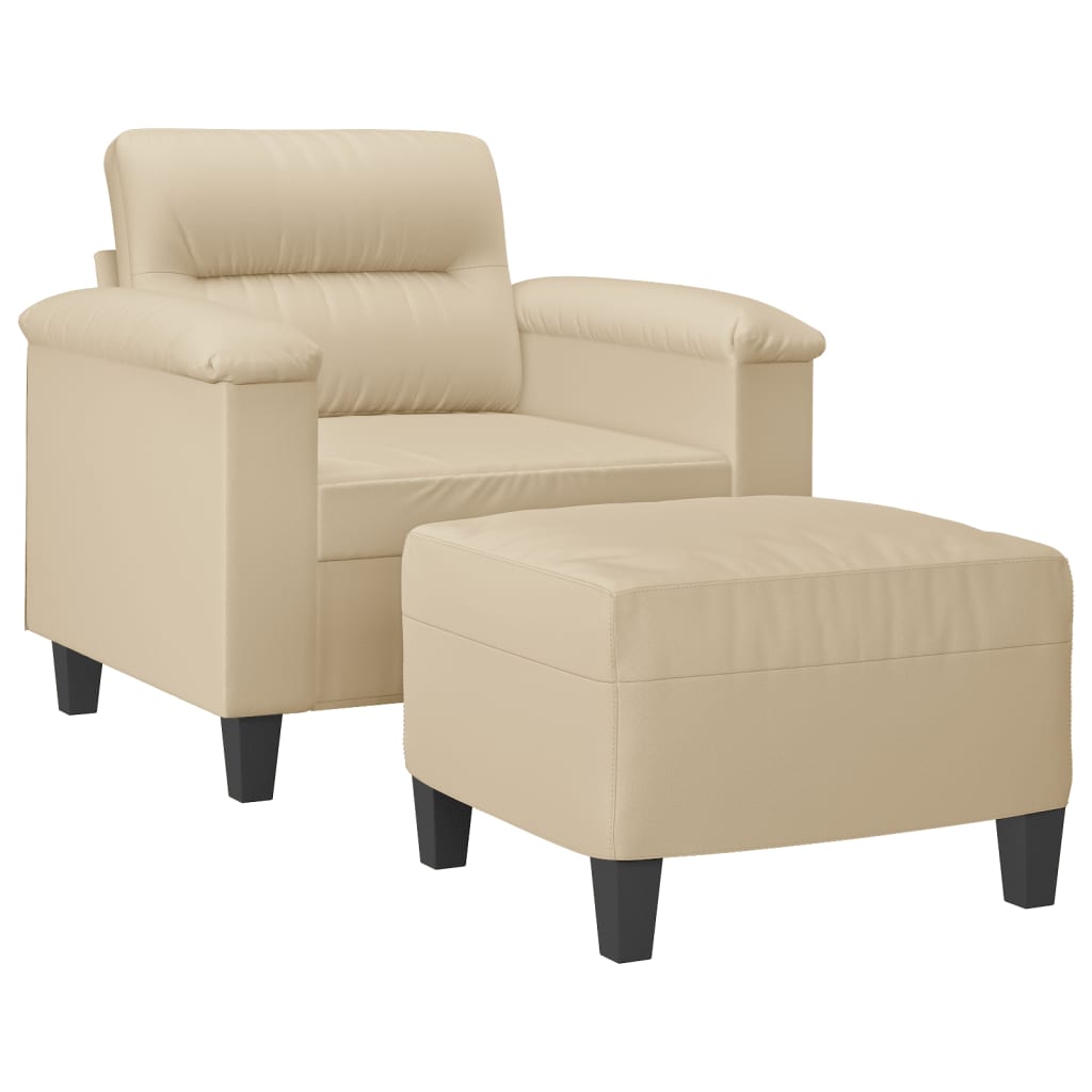 Fauteuil met voetenbank 60 cm microvezelstof crème is nu te koop bij PeponiXL, paradijselijk wonen!