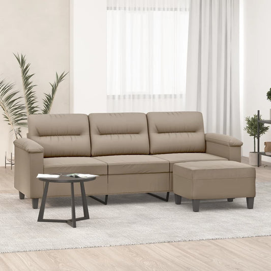Driezitsbank met voetenbank 180 cm microvezelstof taupe is nu te koop bij PeponiXL, paradijselijk wonen!