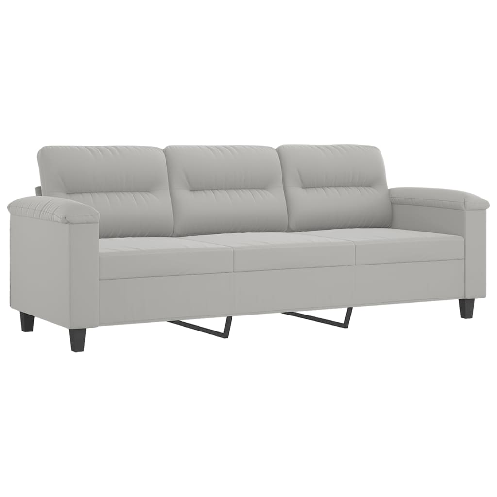 Driezitsbank met voetenbank 180 cm microvezelstof lichtgrijs is nu te koop bij PeponiXL, paradijselijk wonen!