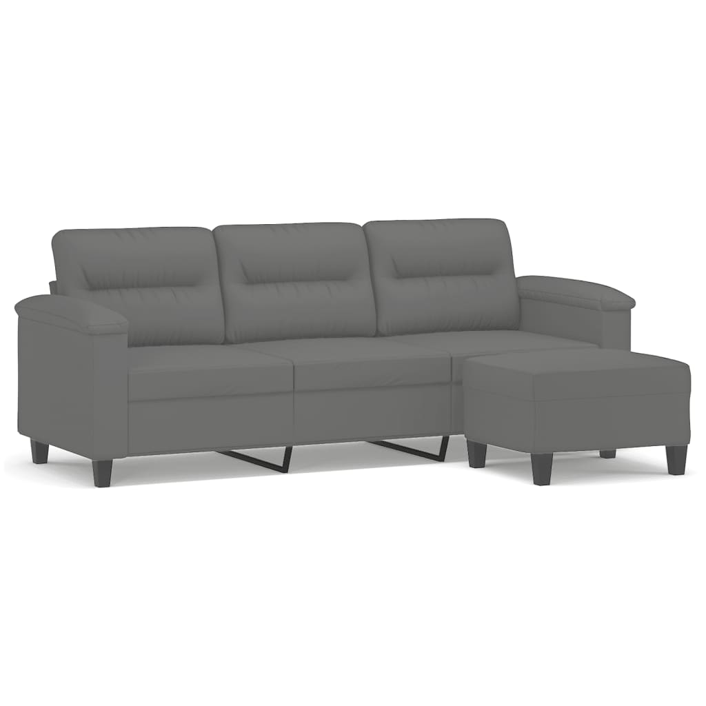 Driezitsbank met voetenbank 180 cm microvezelstof donkergrijs is nu te koop bij PeponiXL, paradijselijk wonen!