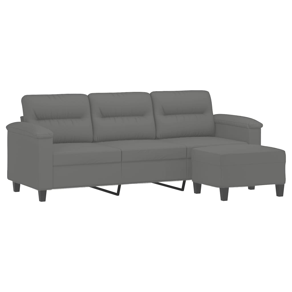Driezitsbank met voetenbank 180 cm microvezelstof donkergrijs is nu te koop bij PeponiXL, paradijselijk wonen!