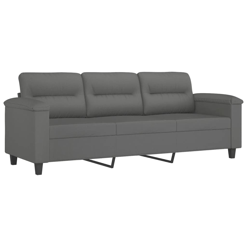 Driezitsbank met voetenbank 180 cm microvezelstof donkergrijs is nu te koop bij PeponiXL, paradijselijk wonen!