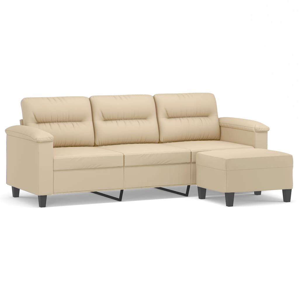 Driezitsbank met voetenbank 180 cm microvezelstof crème is nu te koop bij PeponiXL, paradijselijk wonen!