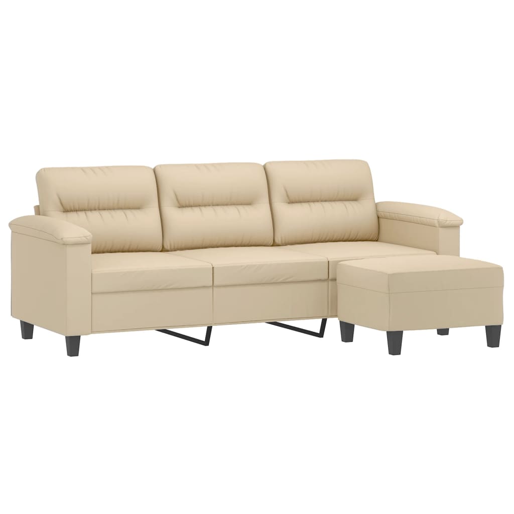 Driezitsbank met voetenbank 180 cm microvezelstof crème is nu te koop bij PeponiXL, paradijselijk wonen!