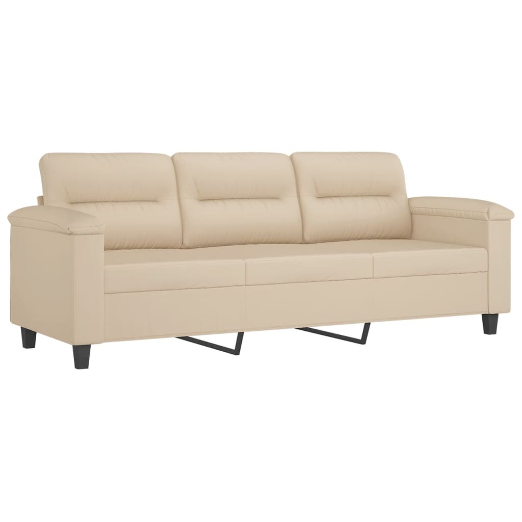 Driezitsbank met voetenbank 180 cm microvezelstof crème is nu te koop bij PeponiXL, paradijselijk wonen!