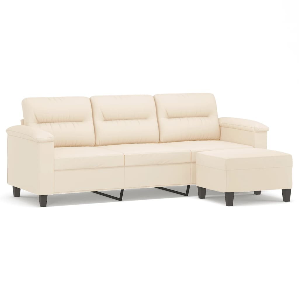 Driezitsbank met voetenbank 180 cm microvezelstof beige is nu te koop bij PeponiXL, paradijselijk wonen!