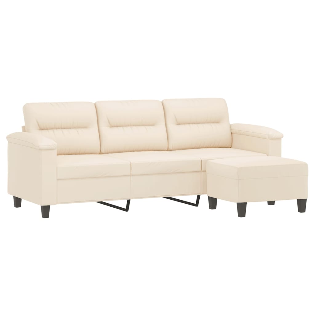 Driezitsbank met voetenbank 180 cm microvezelstof beige is nu te koop bij PeponiXL, paradijselijk wonen!
