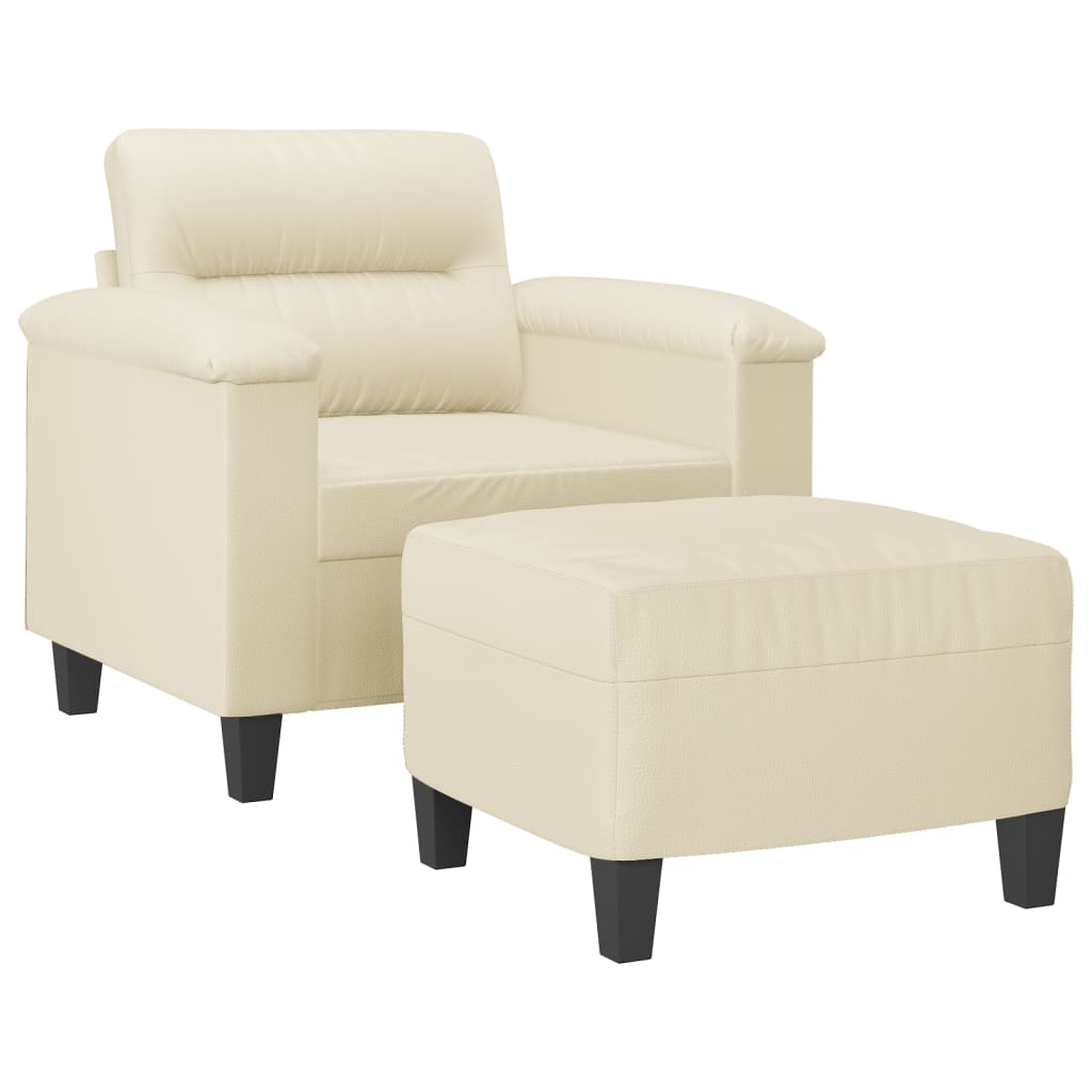 Fauteuil met voetenbank 60 cm kunstleer crèmekleurig is nu te koop bij PeponiXL, paradijselijk wonen!